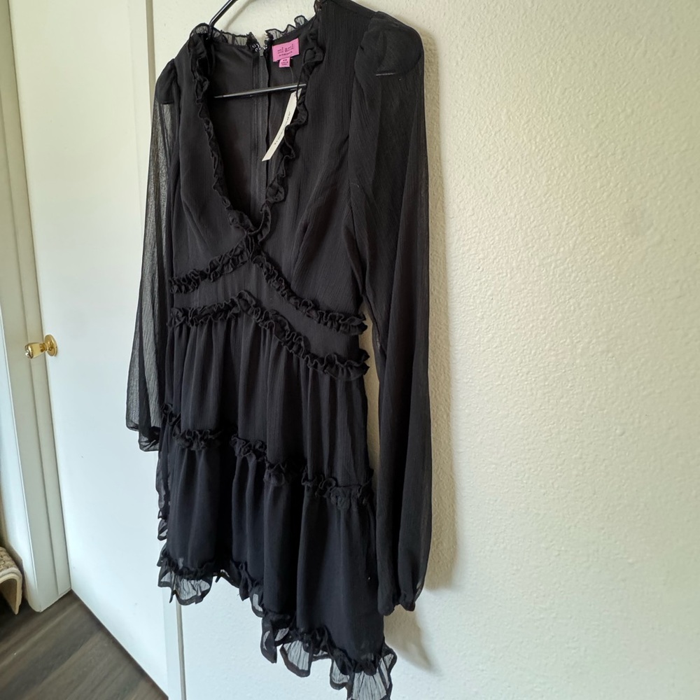 NWT Black Mini Dress with Ruffles